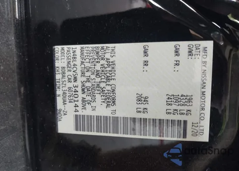 2021 Nissan Altima Sr Fwd из США, поврежденный, VIN 1N4BL4CV5MN340144